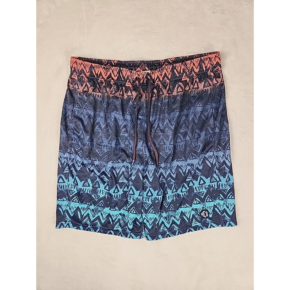 Y2K Hollister‎ Mesh Shorts Mens XL Blue Orange Gym Active Drawstring Waist
